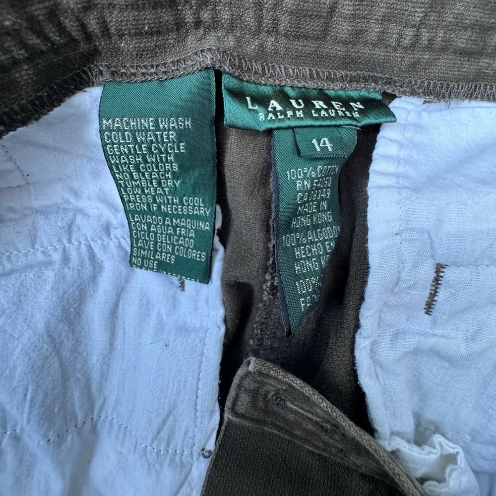 Lauren Ralph Lauren Olive Cargo Capri Pants Size 14 Utility Safari Cropped